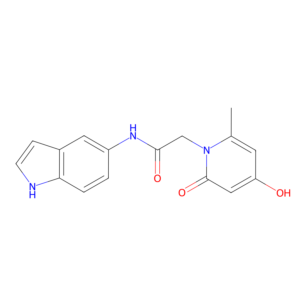 2-(4-hydroxy-6-methyl-2-oxopyridin-1(2H)-yl)-N-(1H-indol-5-yl)acetamide molecular structure, CAS 1574528-35-0
