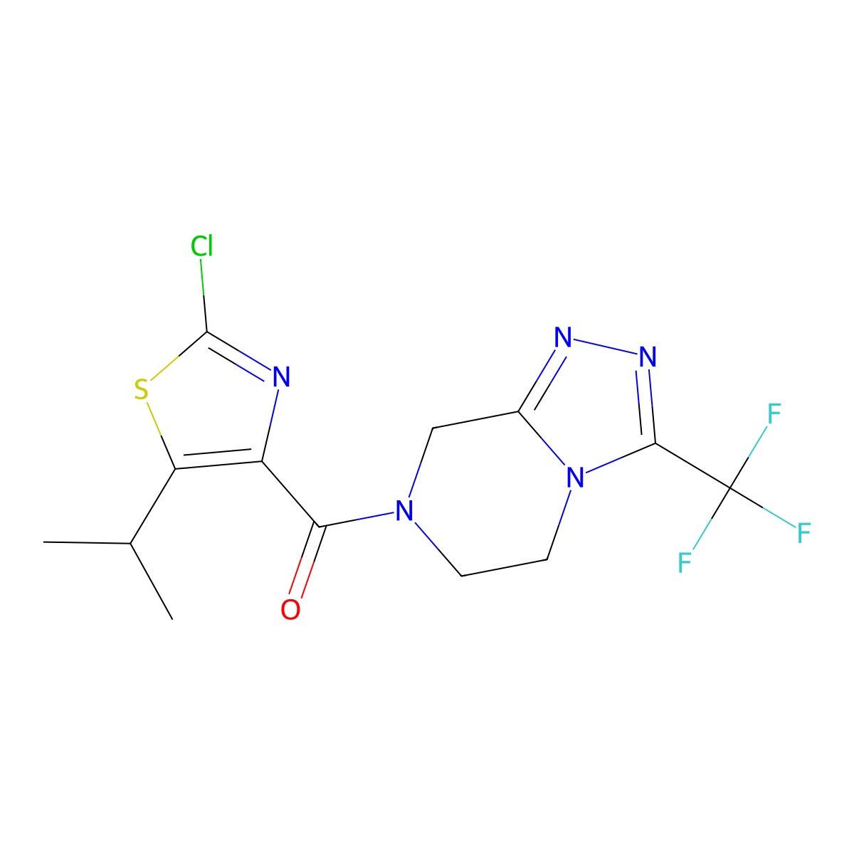 [2-chloro-5-(propan-2-yl)-1,3-thiazol-4-yl][3-(trifluoromethyl)-5,6-dihydro[1,2,4]triazolo[4,3-a]pyrazin-7(8H)-yl]methanone molecular structure, CAS 1574528-50-9