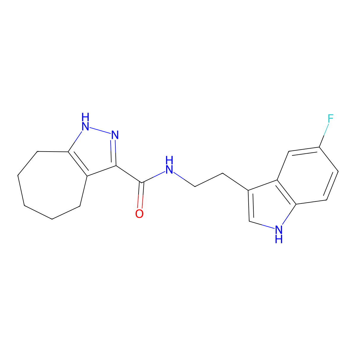 N-[2-(5-fluoro-1H-indol-3-yl)ethyl]-2,4,5,6,7,8-hexahydrocyclohepta[c]pyrazole-3-carboxamide molecular structure, CAS 1574528-56-5