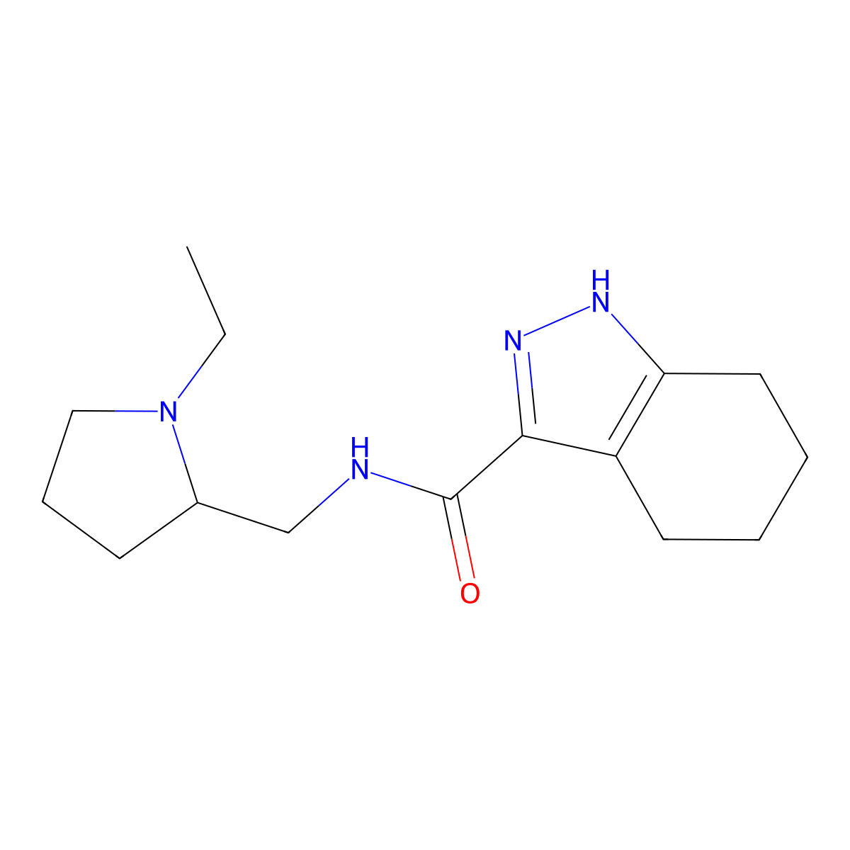 N-[(1-ethyl-2-pyrrolidinyl)methyl]-4,5,6,7-tetrahydro-2H-indazole-3-carboxamide molecular structure, CAS 1574528-65-6