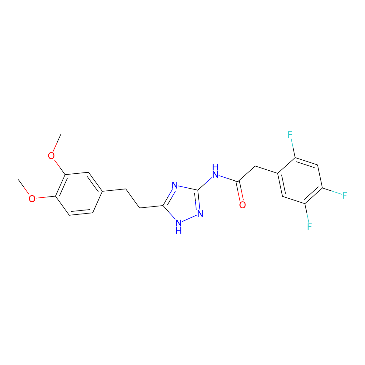 N-{3-[2-(3,4-dimethoxyphenyl)ethyl]-1H-1,2,4-triazol-5-yl}-2-(2,4,5-trifluorophenyl)acetamide molecular structure, CAS 1574528-68-9