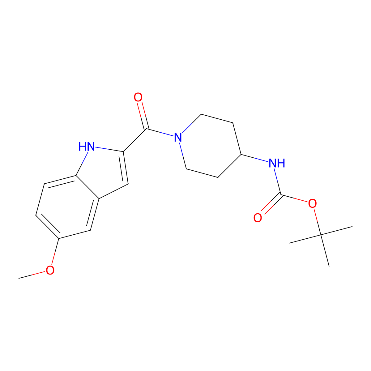 tert-butyl {1-[(5-methoxy-1H-indol-2-yl)carbonyl]piperidin-4-yl}carbamate molecular structure, CAS 1574528-69-0