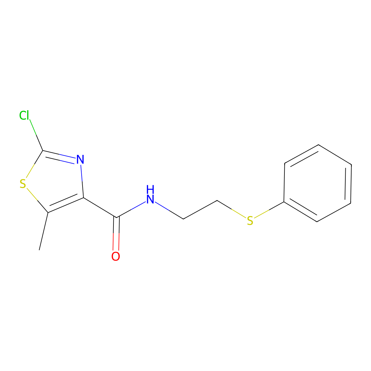 2-chloro-5-methyl-N-[2-(phenylsulfanyl)ethyl]-1,3-thiazole-4-carboxamide molecular structure, CAS 1574528-84-9