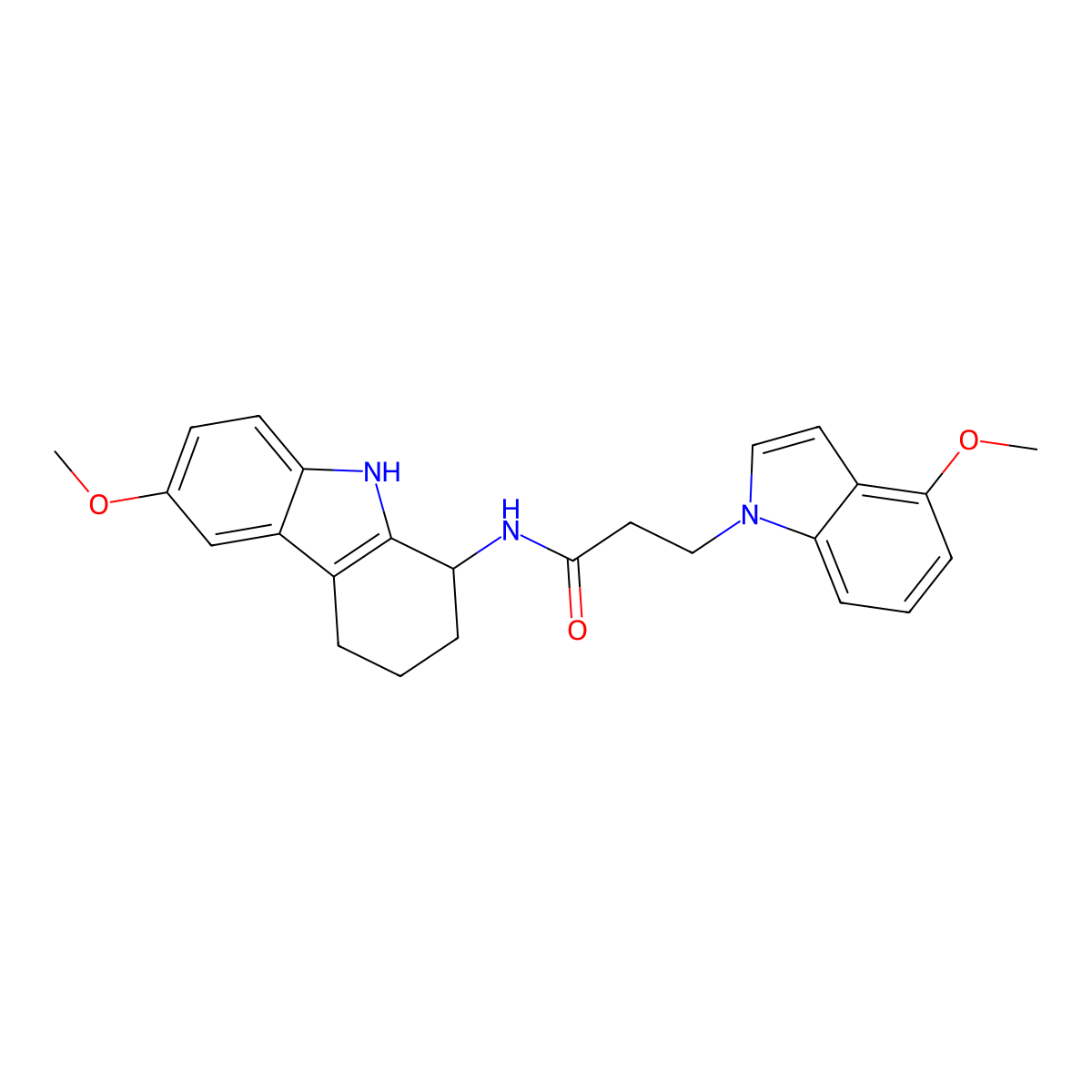 3-(4-methoxy-1H-indol-1-yl)-N-(6-methoxy-2,3,4,9-tetrahydro-1H-carbazol-1-yl)propanamide molecular structure, CAS 1574528-87-2