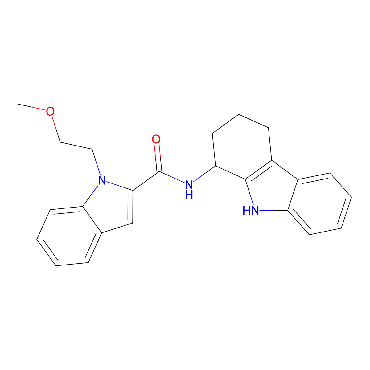 1-(2-methoxyethyl)-N-(2,3,4,9-tetrahydro-1H-carbazol-1-yl)-1H-indole-2-carboxamide molecular structure, CAS 1574528-93-0