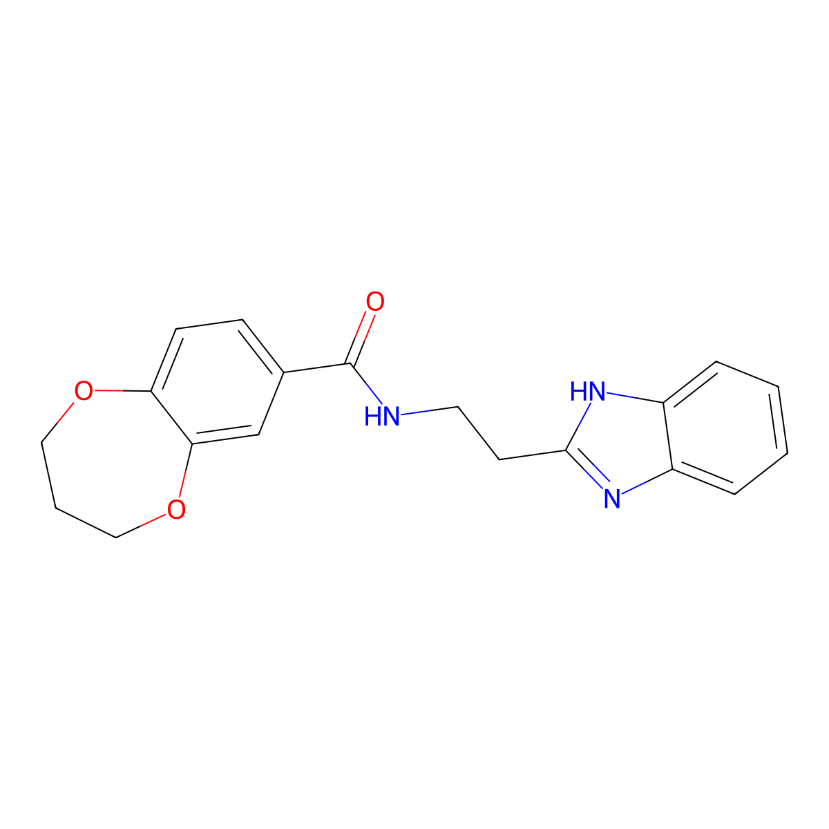 N-[2-(1H-benzimidazol-2-yl)ethyl]-3,4-dihydro-2H-1,5-benzodioxepine-7-carboxamide molecular structure, CAS 1574528-96-3
