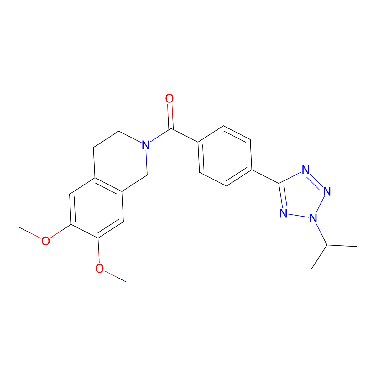 (6,7-dimethoxy-3,4-dihydroisoquinolin-2(1H)-yl){4-[2-(propan-2-yl)-2H-tetrazol-5-yl]phenyl}methanone molecular structure, CAS 1574529-17-1