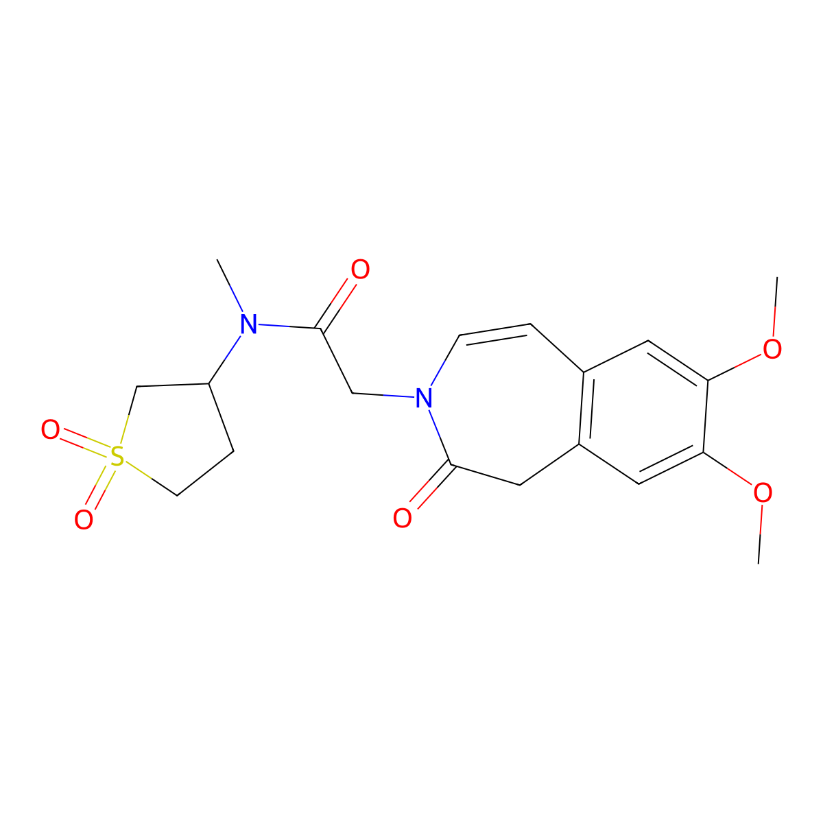 2-(7,8-dimethoxy-2-oxo-1H-benzo[d]azepin-3(2H)-yl)-N-(1,1-dioxidotetrahydrothiophen-3-yl)-N-methylacetamide molecular structure, CAS 1574529-23-9