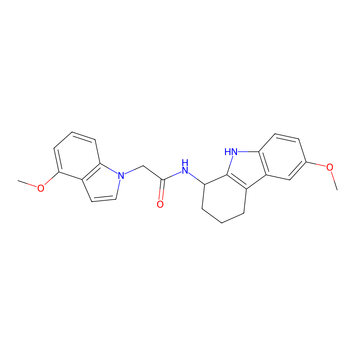 2-(4-methoxy-1H-indol-1-yl)-N-(6-methoxy-2,3,4,9-tetrahydro-1H-carbazol-1-yl)acetamide molecular structure, CAS 1574529-33-1