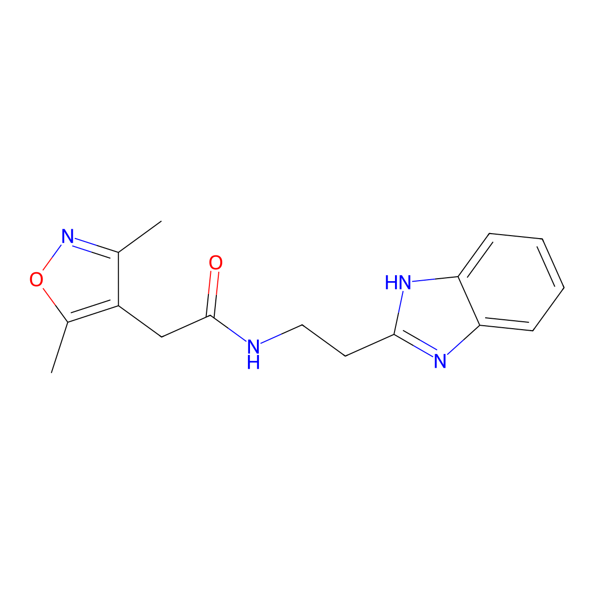 N-[2-(1H-benzimidazol-2-yl)ethyl]-2-(3,5-dimethyl-1,2-oxazol-4-yl)acetamide molecular structure, CAS 1574529-49-9