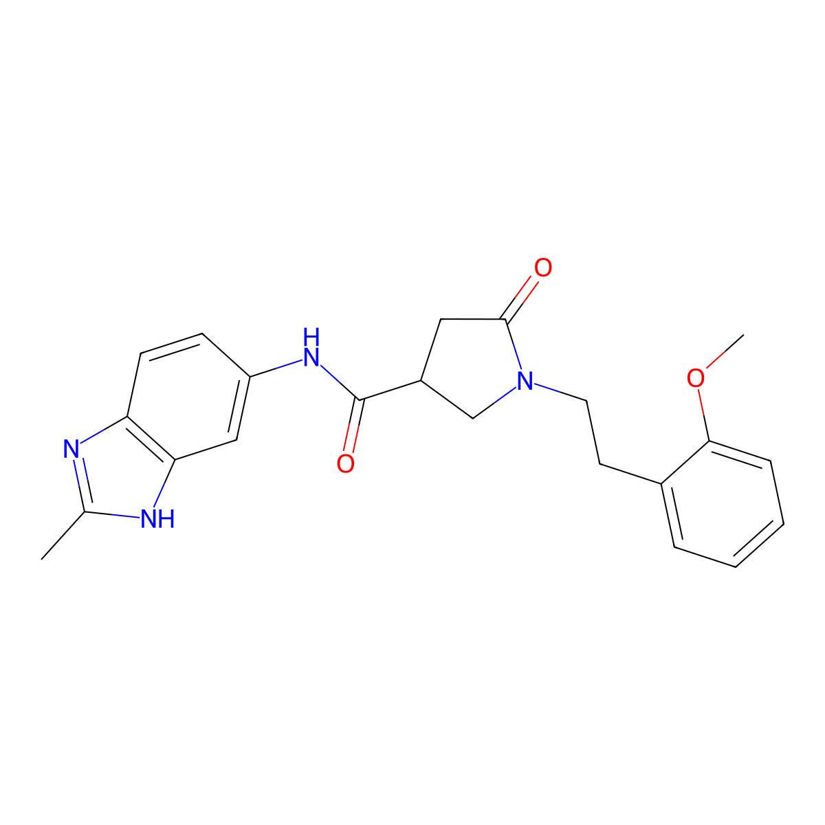 1-[2-(2-methoxyphenyl)ethyl]-N-(2-methyl-1H-benzimidazol-6-yl)-5-oxopyrrolidine-3-carboxamide molecular structure, CAS 1574529-66-0