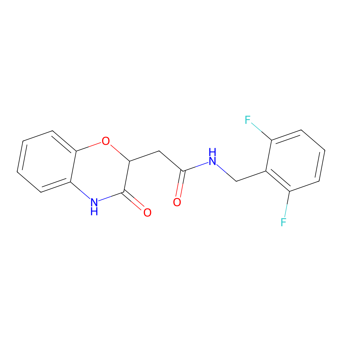 N-(2,6-difluorobenzyl)-2-(3-hydroxy-2H-1,4-benzoxazin-2-yl)acetamide molecular structure, CAS 1574529-68-2