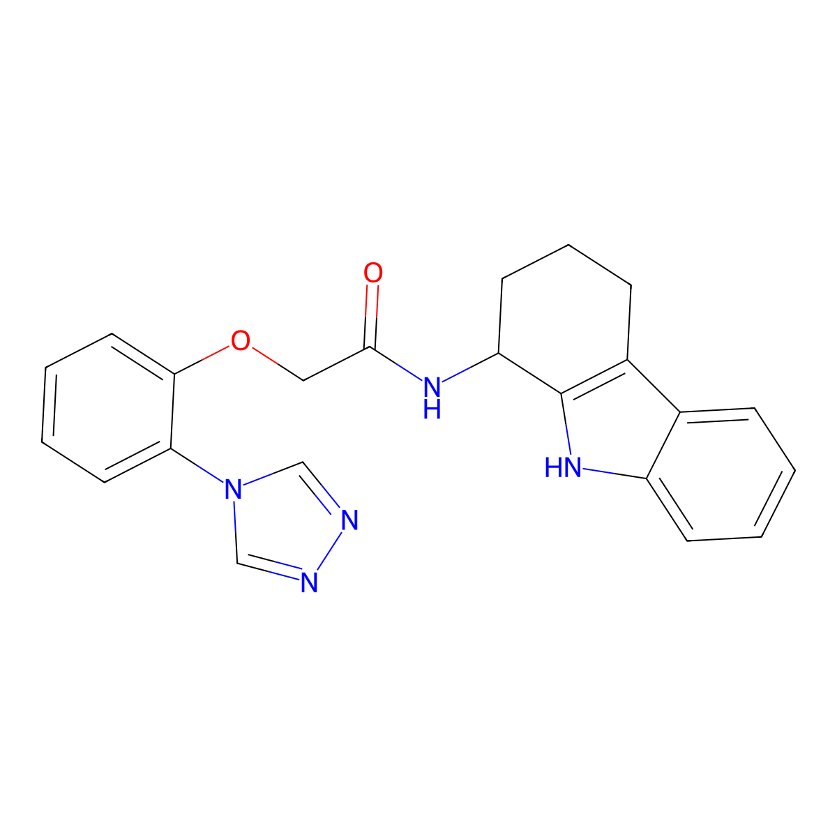 N-(2,3,4,9-tetrahydro-1H-carbazol-1-yl)-2-[2-(4H-1,2,4-triazol-4-yl)phenoxy]acetamide molecular structure, CAS 1574529-70-6