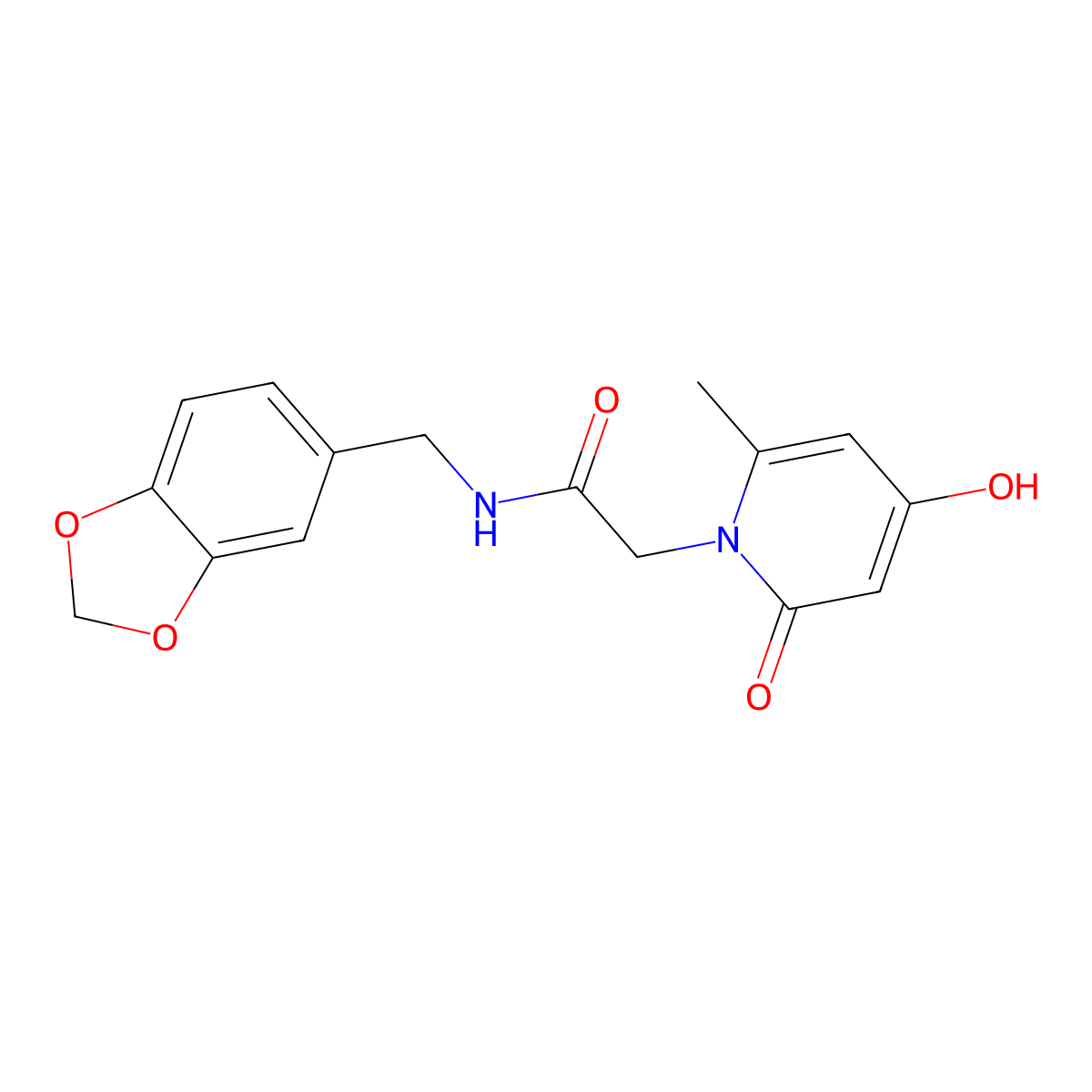 N-(1,3-benzodioxol-5-ylmethyl)-2-(4-hydroxy-6-methyl-2-oxopyridin-1(2H)-yl)acetamide molecular structure, CAS 1574529-71-7