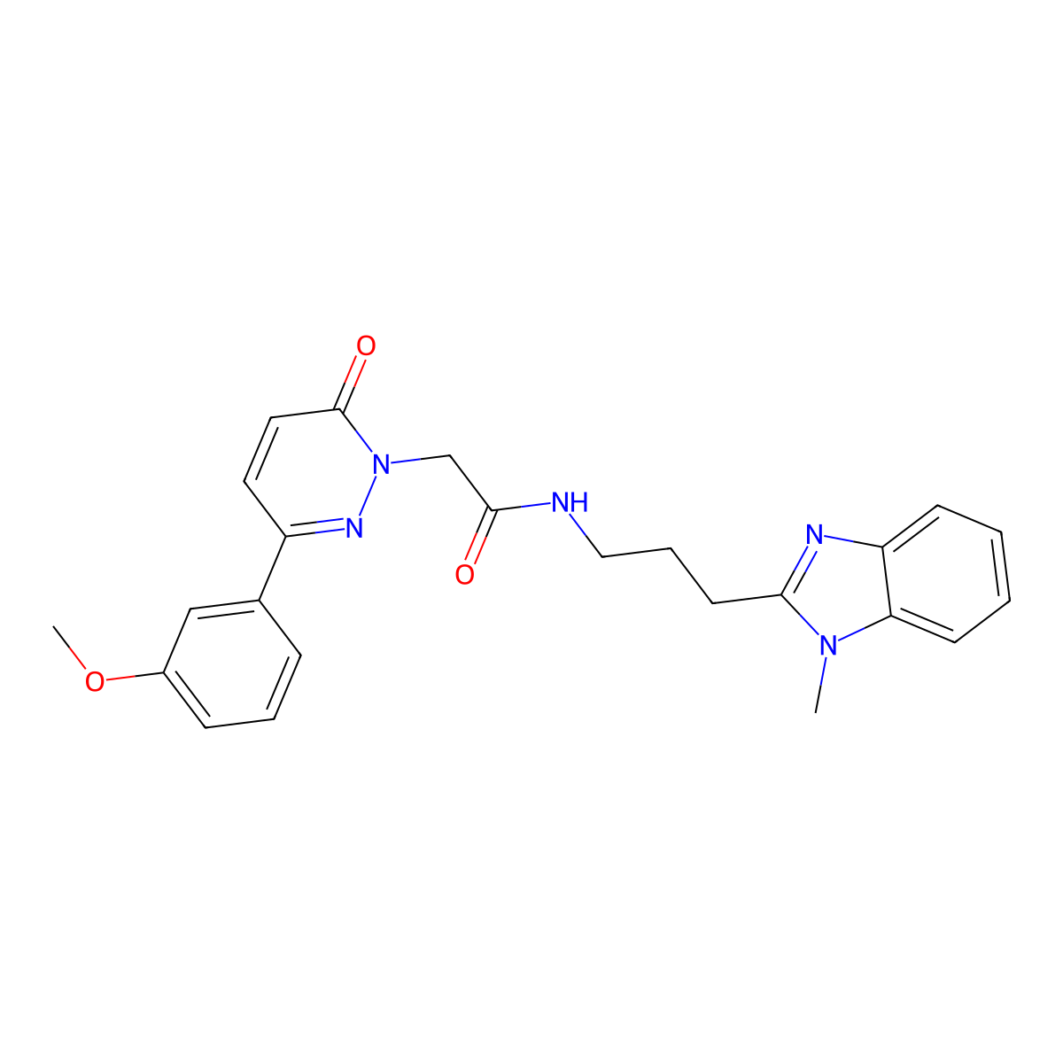2-[3-(3-methoxyphenyl)-6-oxopyridazin-1(6H)-yl]-N-[3-(1-methyl-1H-benzimidazol-2-yl)propyl]acetamide molecular structure, CAS 1574529-73-9