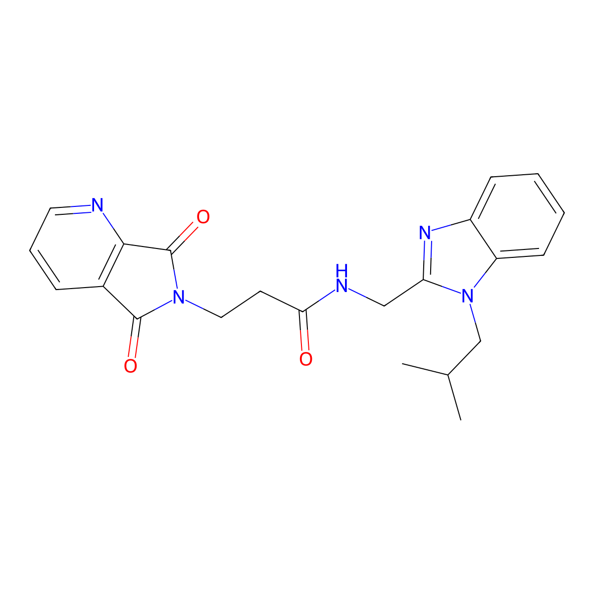 3-(5,7-dioxo-5,7-dihydro-6H-pyrrolo[3,4-b]pyridin-6-yl)-N-{[1-(2-methylpropyl)-1H-benzimidazol-2-yl]methyl}propanamide molecular structure, CAS 1574530-10-1