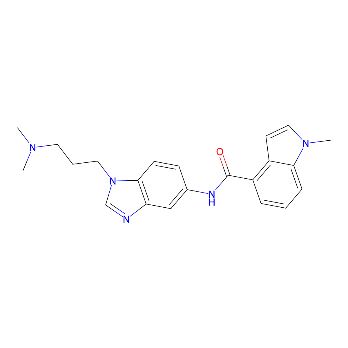 N-{1-[3-(dimethylamino)propyl]-1H-benzimidazol-5-yl}-1-methyl-1H-indole-4-carboxamide molecular structure, CAS 1574530-20-3