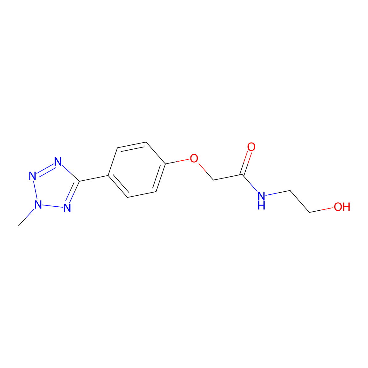 N-(2-hydroxyethyl)-2-[4-(2-methyl-2H-tetrazol-5-yl)phenoxy]acetamide molecular structure, CAS 1574530-22-5
