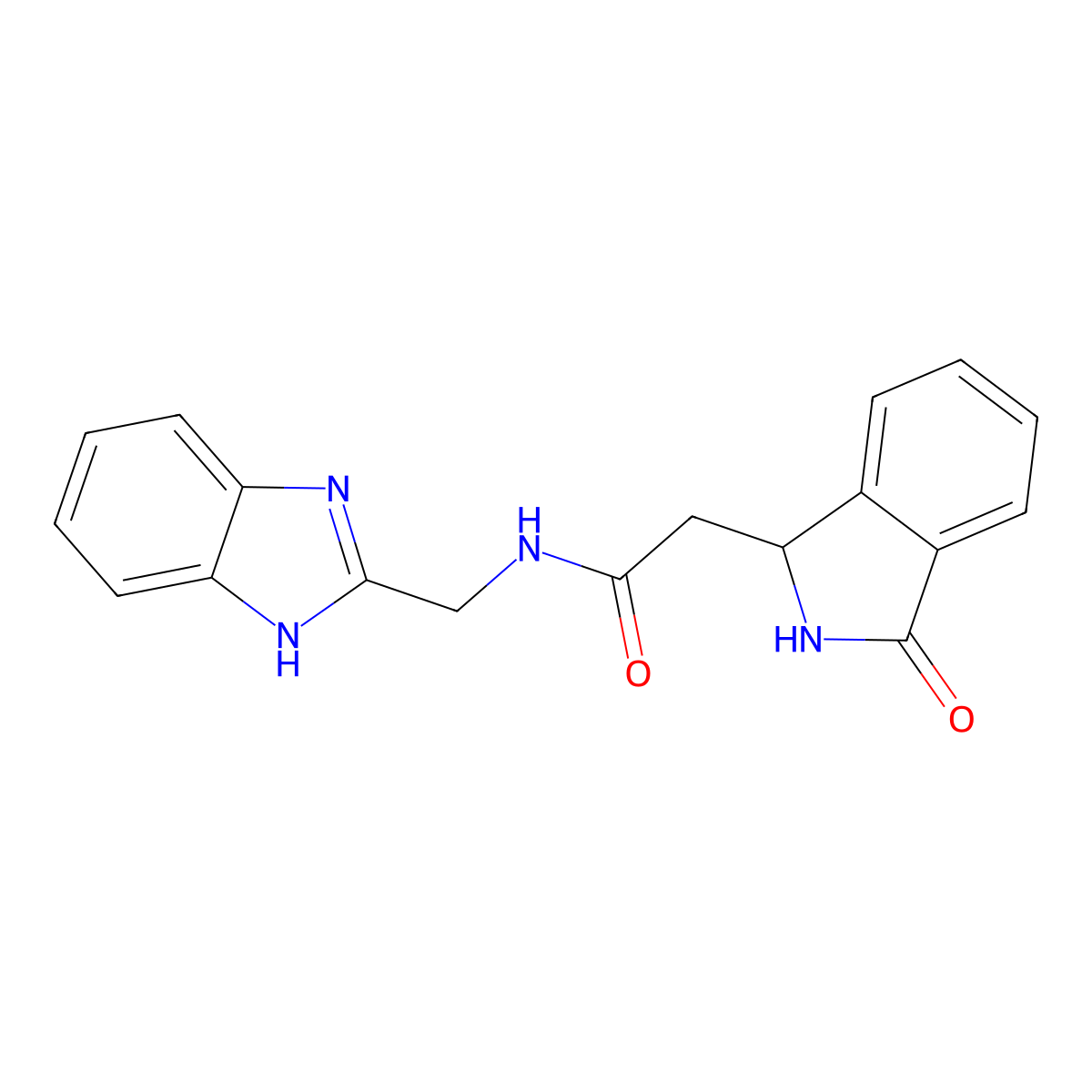 N-(1H-benzimidazol-2-ylmethyl)-2-(3-oxo-2,3-dihydro-1H-isoindol-1-yl)acetamide molecular structure, CAS 1574530-24-7