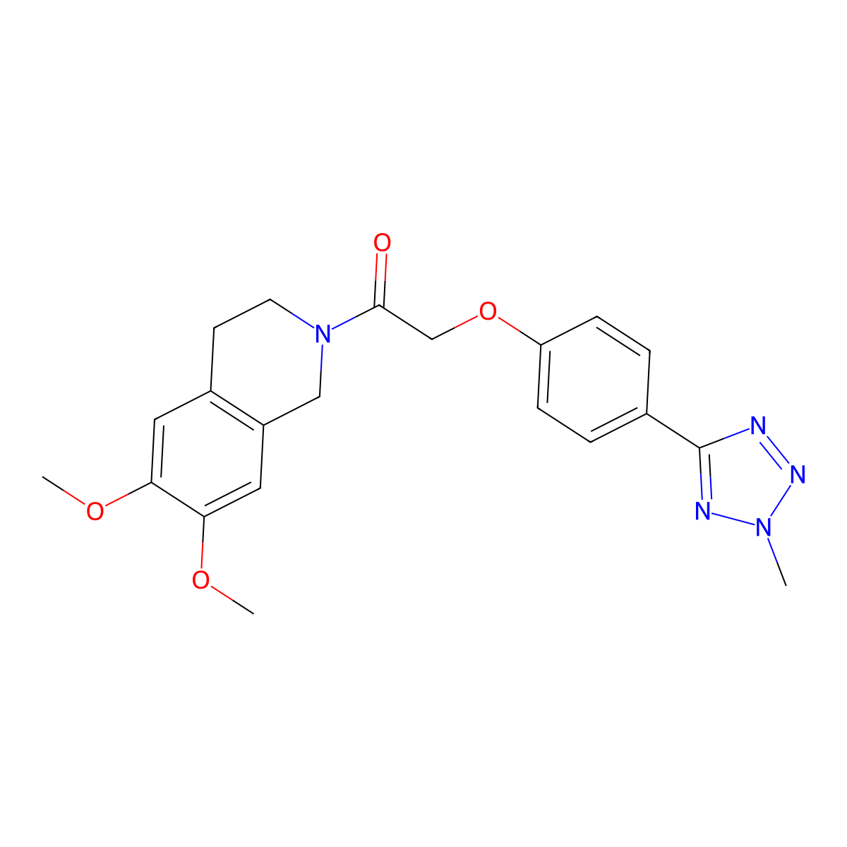 1-(6,7-dimethoxy-3,4-dihydroisoquinolin-2(1H)-yl)-2-[4-(2-methyl-2H-tetrazol-5-yl)phenoxy]ethanone molecular structure, CAS 1574530-30-5
