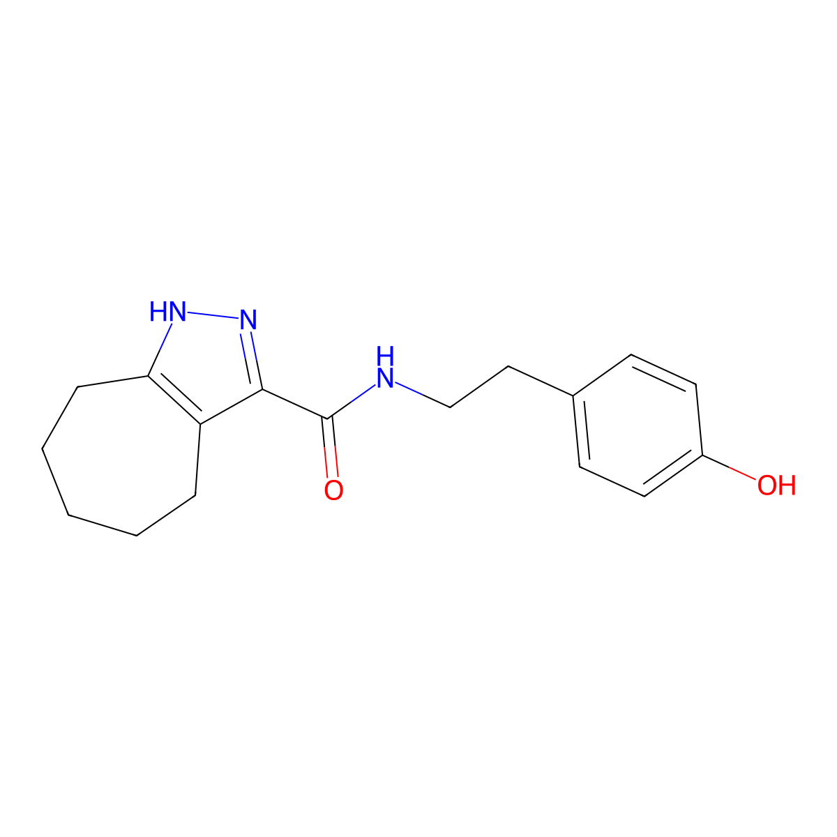 N-[2-(4-hydroxyphenyl)ethyl]-2,4,5,6,7,8-hexahydrocyclohepta[c]pyrazole-3-carboxamide molecular structure, CAS 1574530-37-2