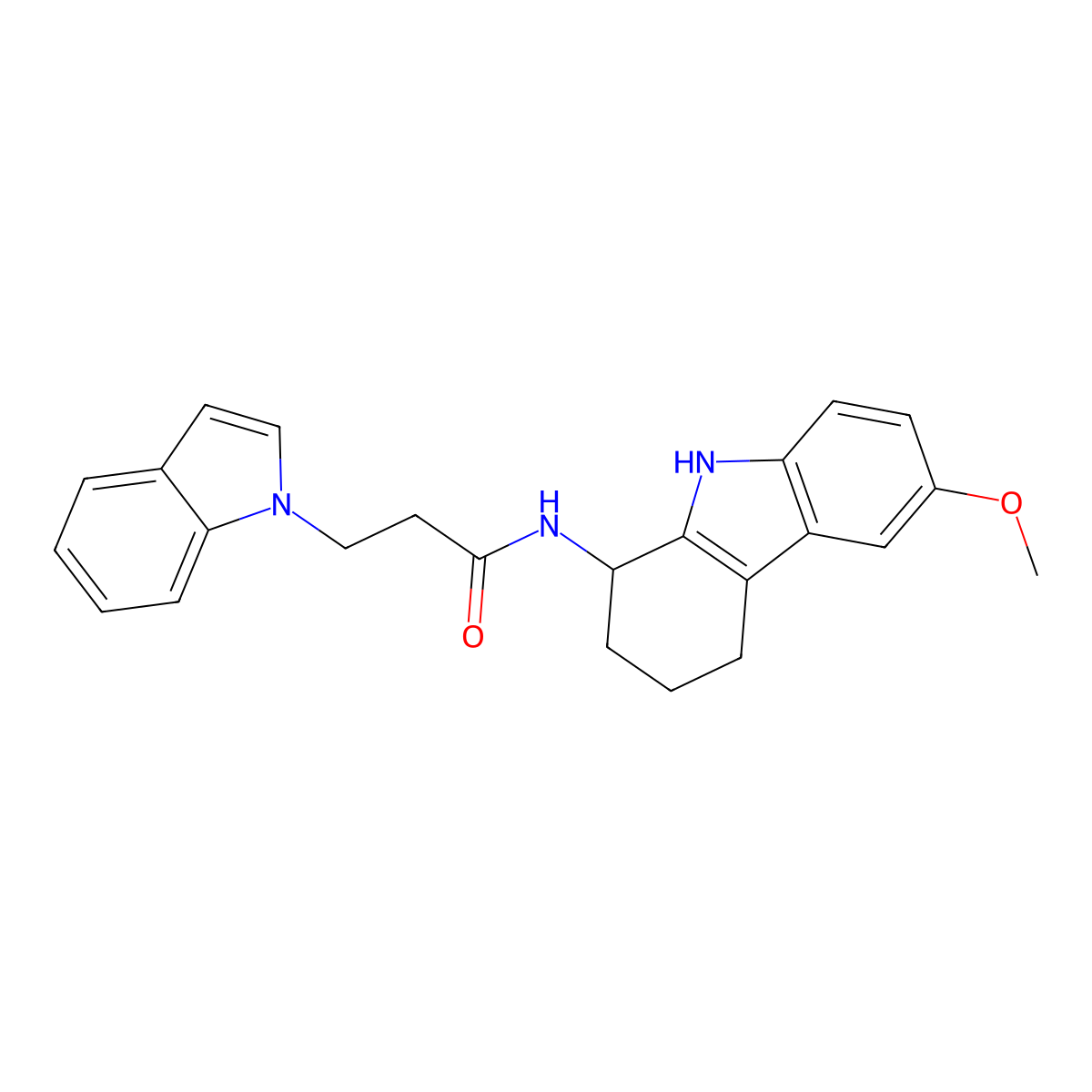 3-(1H-indol-1-yl)-N-(6-methoxy-2,3,4,9-tetrahydro-1H-carbazol-1-yl)propanamide molecular structure, CAS 1574530-39-4