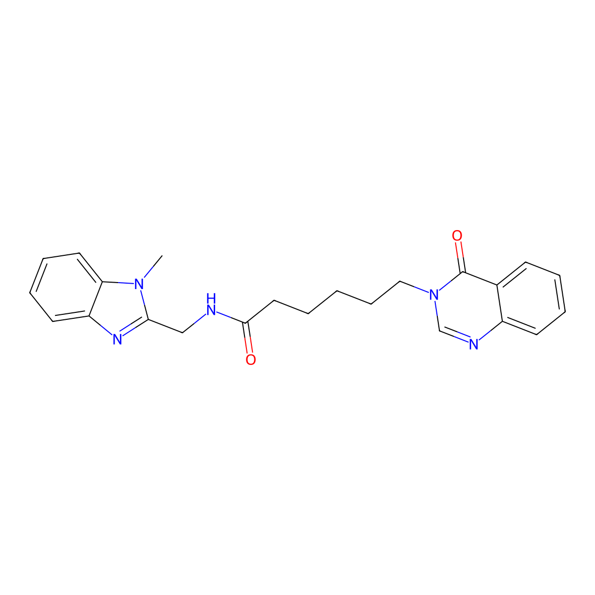 N-[(1-methyl-1H-benzimidazol-2-yl)methyl]-6-(4-oxoquinazolin-3(4H)-yl)hexanamide molecular structure, CAS 1574530-42-9
