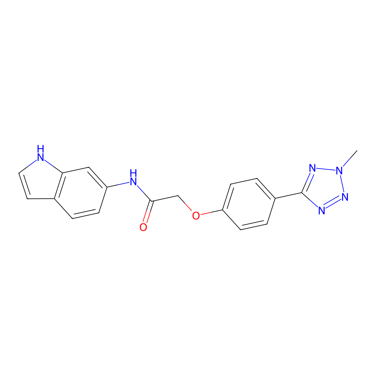 N-(1H-indol-6-yl)-2-[4-(2-methyl-2H-tetrazol-5-yl)phenoxy]acetamide molecular structure, CAS 1574530-72-5