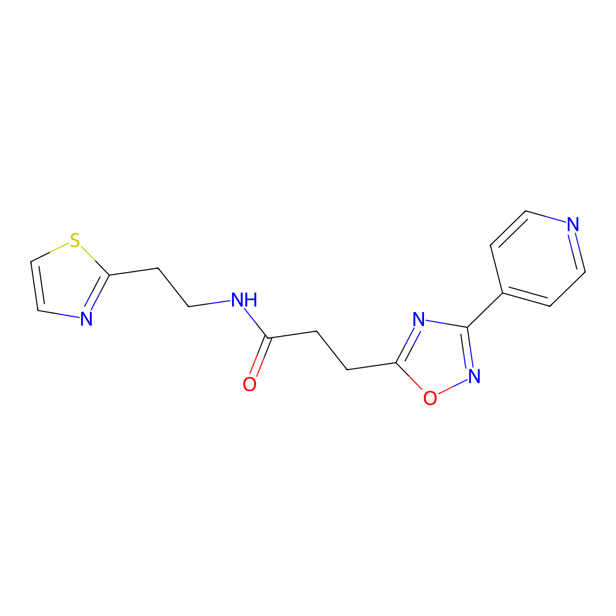 3-[3-(pyridin-4-yl)-1,2,4-oxadiazol-5-yl]-N-[2-(1,3-thiazol-2-yl)ethyl]propanamide molecular structure, CAS 1574530-79-2