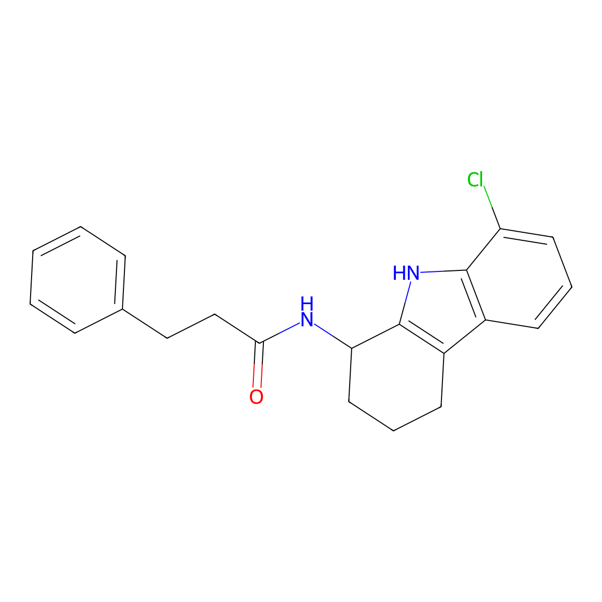 N-(8-chloro-2,3,4,9-tetrahydro-1H-carbazol-1-yl)-3-phenylpropanamide molecular structure, CAS 1574530-81-6