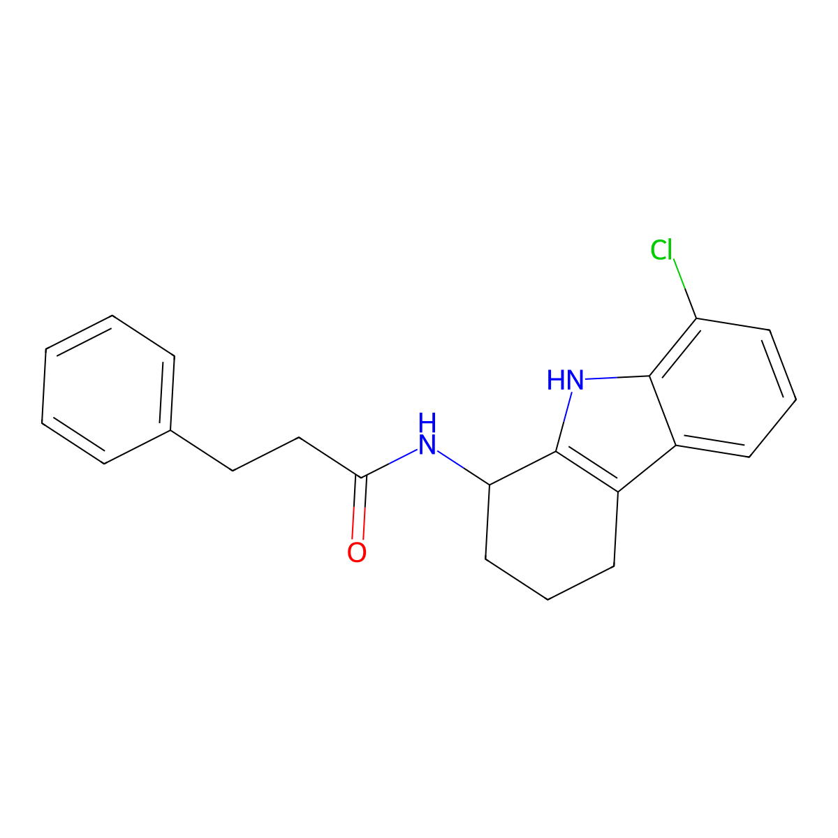 N-(8-chloro-2,3,4,9-tetrahydro-1H-carbazol-1-yl)-3-phenylpropanamide molecular structure, CAS 1574530-81-6