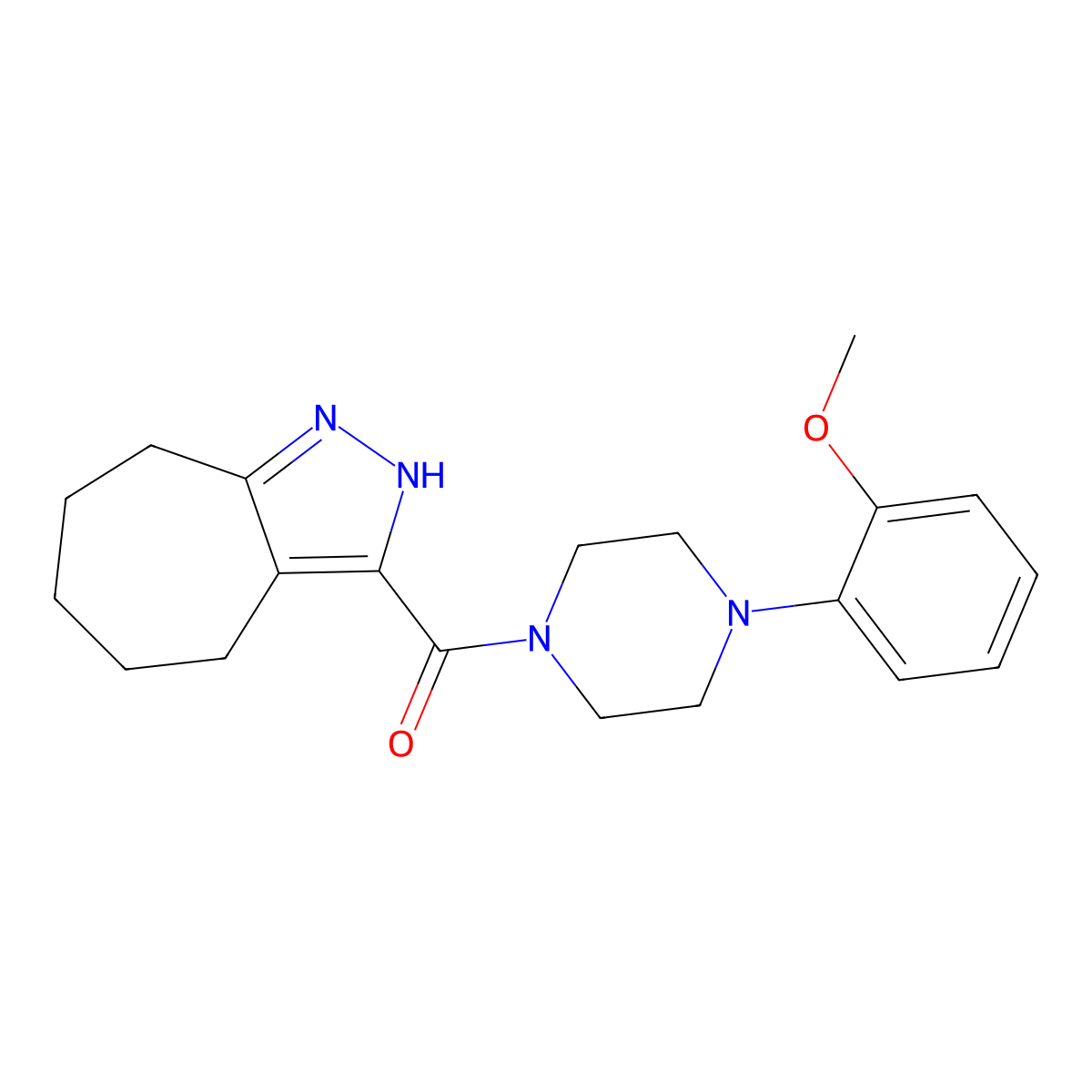2,4,5,6,7,8-Hexahydrocyclohepta[c]pyrazol-3-yl[4-(2-methoxyphenyl)piperazin-1-yl]methanone molecular structure, CAS 1574530-94-1