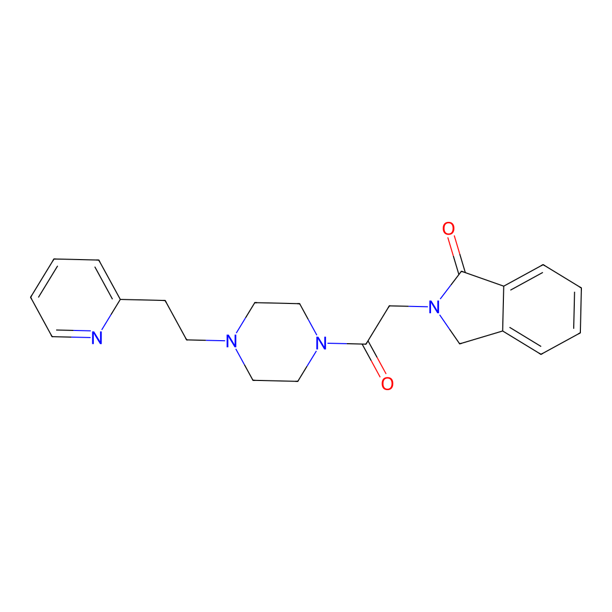 2-(2-oxo-2-{4-[2-(pyridin-2-yl)ethyl]piperazin-1-yl}ethyl)-2,3-dihydro-1H-isoindol-1-one molecular structure, CAS 1574530-97-4