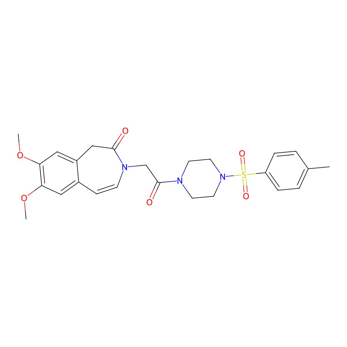 7,8-dimethoxy-3-(2-{4-[(4-methylphenyl)sulfonyl]piperazin-1-yl}-2-oxoethyl)-1,3-dihydro-2H-3-benzazepin-2-one molecular structure, CAS 1574531-11-5