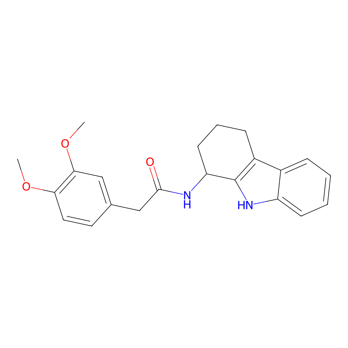 2-(3,4-dimethoxyphenyl)-N-(2,3,4,9-tetrahydro-1H-carbazol-1-yl)acetamide molecular structure, CAS 1574531-13-7