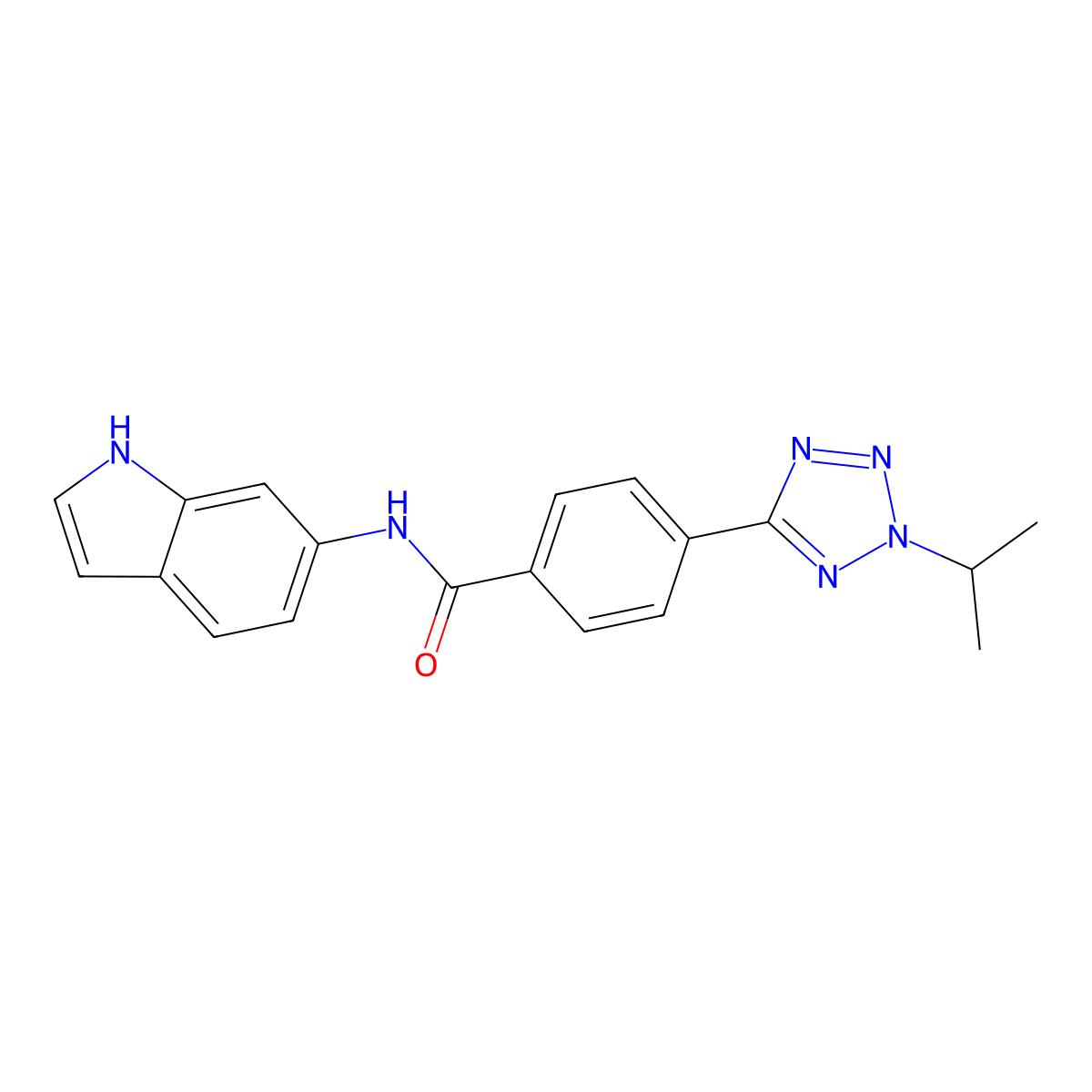 N-(1H-indol-6-yl)-4-[2-(propan-2-yl)-2H-tetrazol-5-yl]benzamide molecular structure, CAS 1574531-16-0