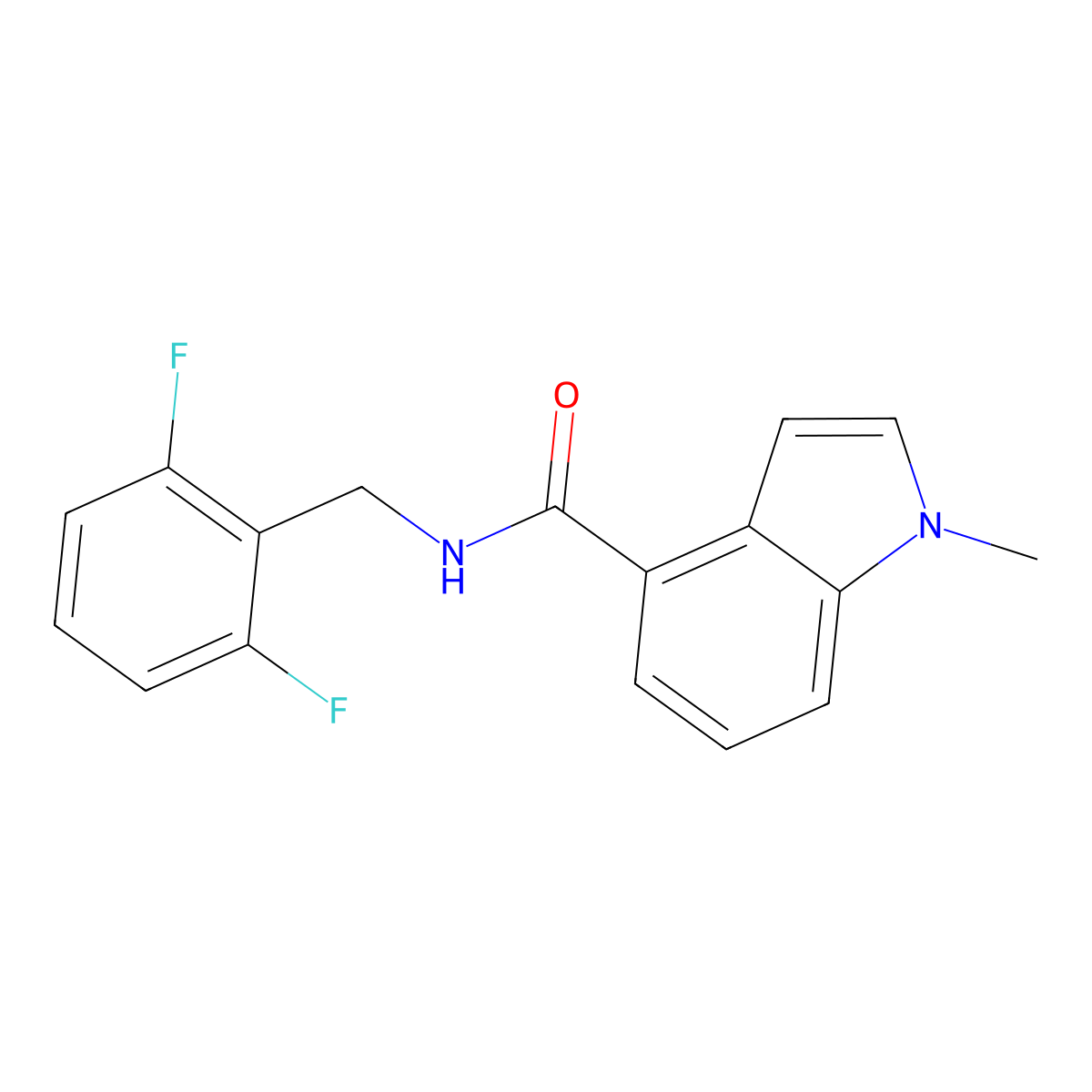N-(2,6-difluorobenzyl)-1-methyl-1H-indole-4-carboxamide molecular structure, CAS 1574531-20-6
