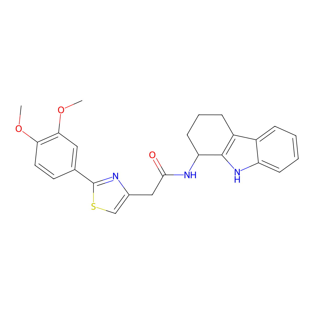 2-[2-(3,4-dimethoxyphenyl)-1,3-thiazol-4-yl]-N-(2,3,4,9-tetrahydro-1H-carbazol-1-yl)acetamide molecular structure, CAS 1574531-26-2