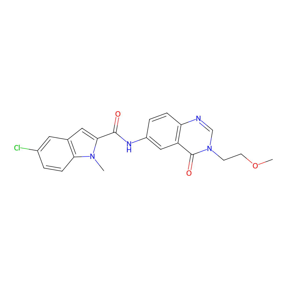 5-chloro-N-[3-(2-methoxyethyl)-4-oxo-3,4-dihydroquinazolin-6-yl]-1-methyl-1H-indole-2-carboxamide molecular structure, CAS 1574531-41-1