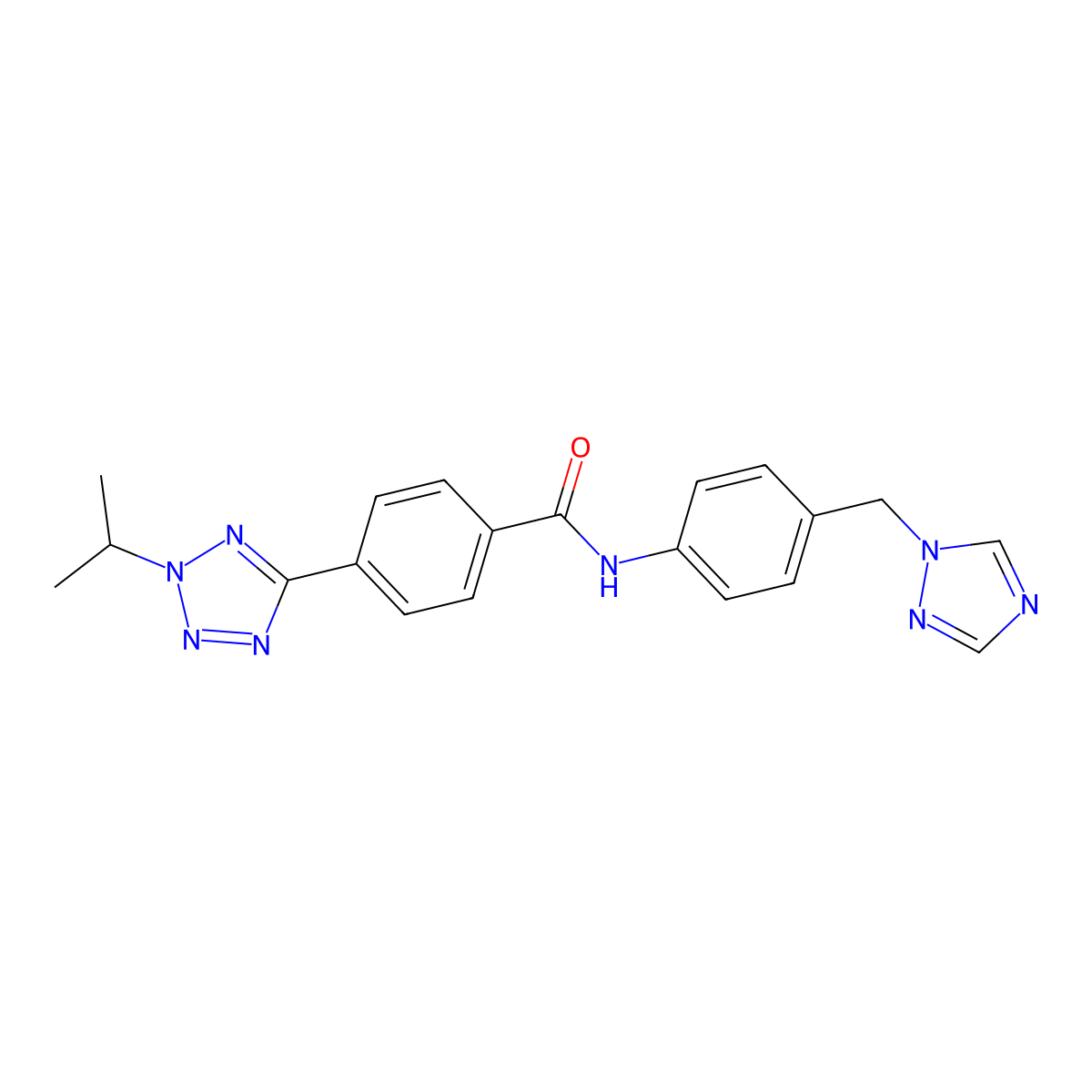 4-[2-(propan-2-yl)-2H-tetrazol-5-yl]-N-[4-(1H-1,2,4-triazol-1-ylmethyl)phenyl]benzamide molecular structure, CAS 1574531-48-8