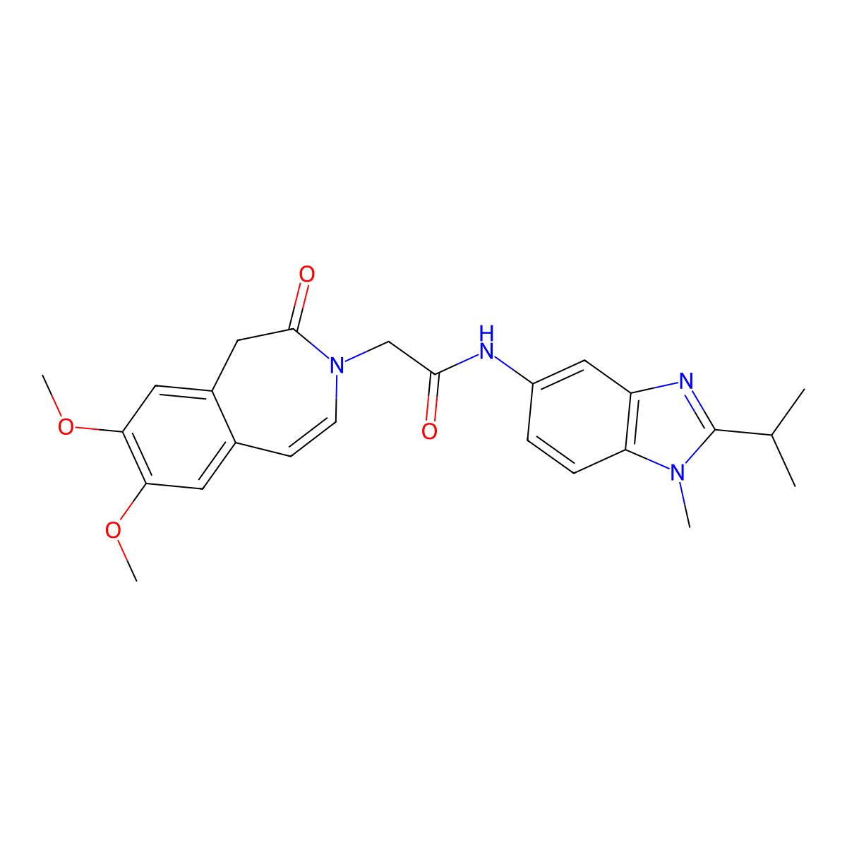 2-(7,8-dimethoxy-2-oxo-1,2-dihydro-3H-3-benzazepin-3-yl)-N-[1-methyl-2-(propan-2-yl)-1H-benzimidazol-5-yl]acetamide molecular structure, CAS 1574531-64-8