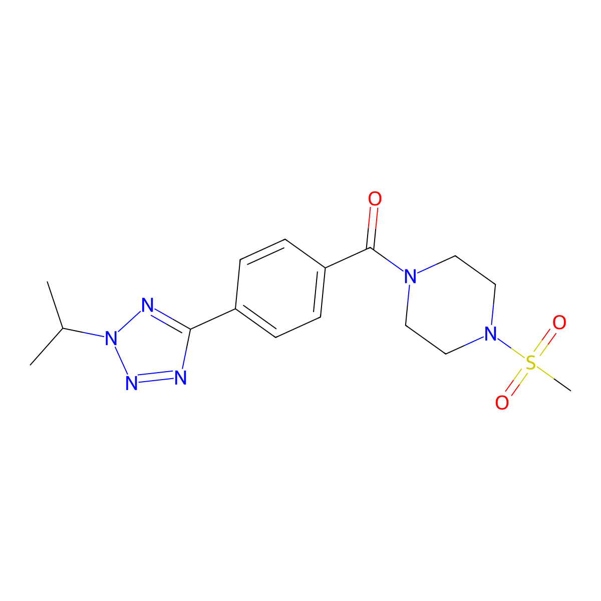 [4-(methylsulfonyl)piperazin-1-yl]{4-[2-(propan-2-yl)-2H-tetrazol-5-yl]phenyl}methanone molecular structure, CAS 1574531-66-0