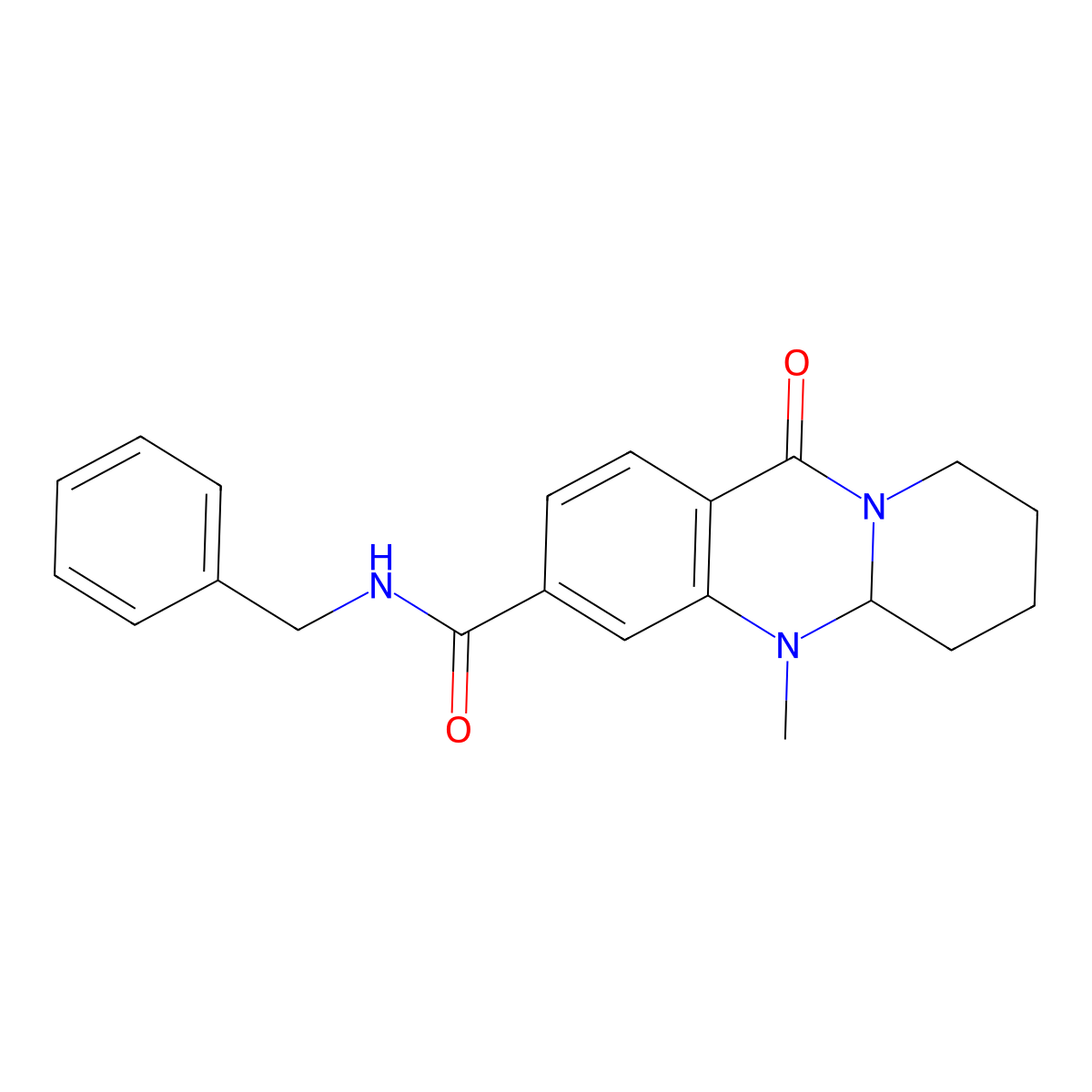 N-benzyl-5-methyl-11-oxo-5,6,7,8,9,11-hexahydro-5aH-pyrido[2,1-b]quinazoline-3-carboxamide molecular structure, CAS 1574546-71-6