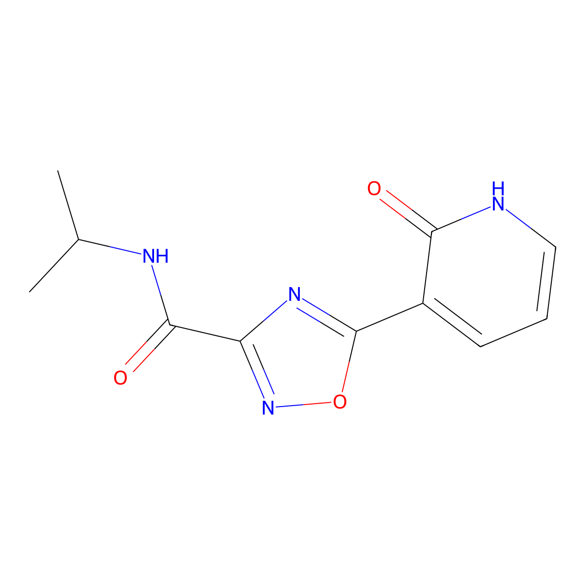 N-isopropyl-5-(2-oxo-1,2-dihydropyridin-3-yl)-1,2,4-oxadiazole-3-carboxamide molecular structure, CAS 1574551-57-7