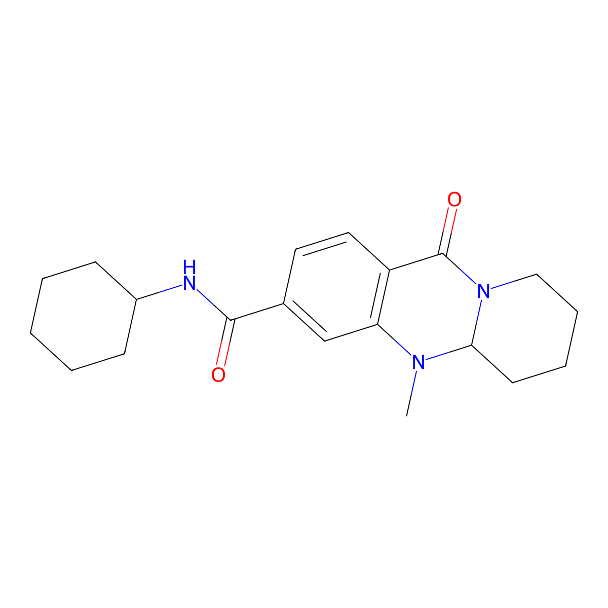 N-cyclohexyl-5-methyl-11-oxo-5,6,7,8,9,11-hexahydro-5aH-pyrido[2,1-b]quinazoline-3-carboxamide molecular structure, CAS 1574557-81-5