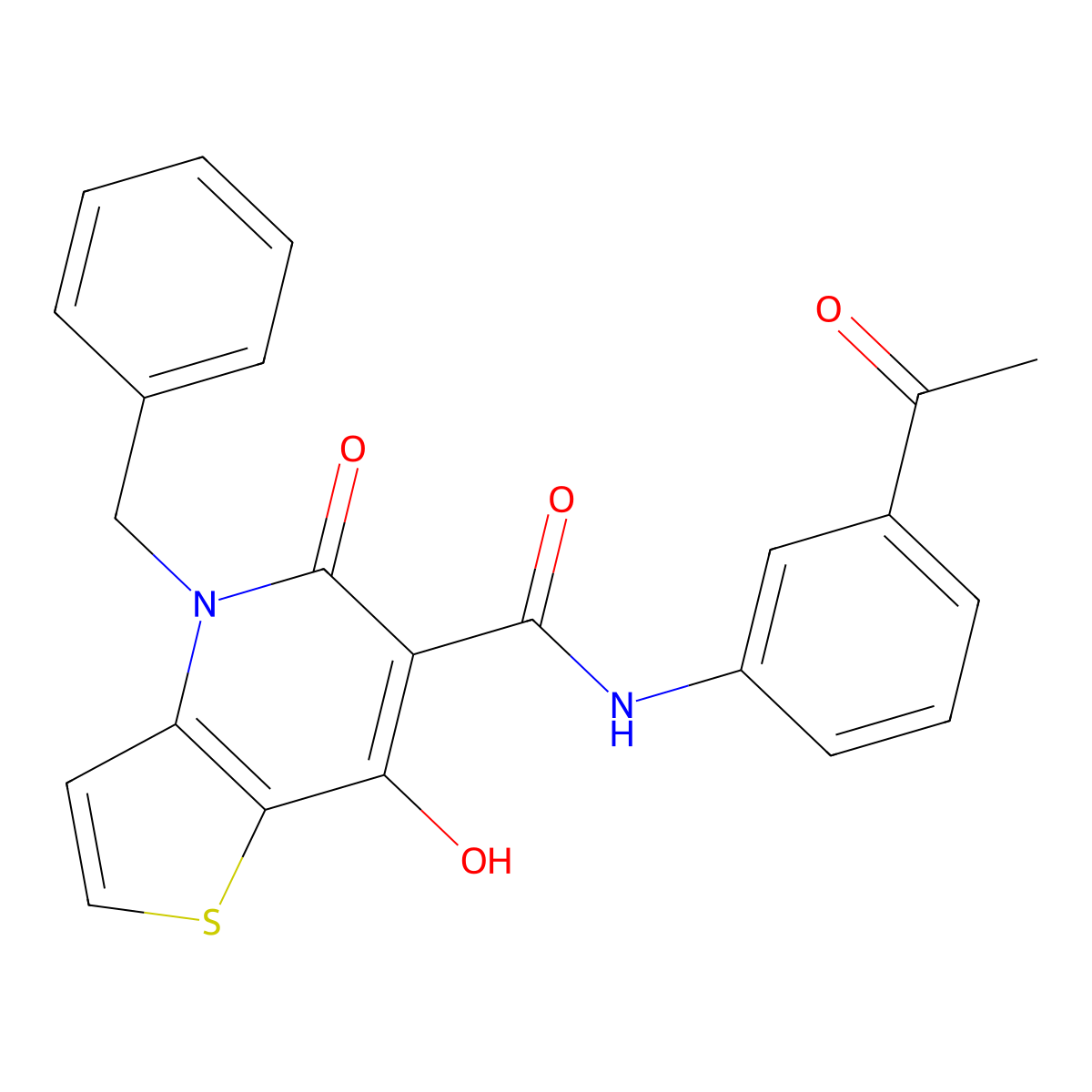 N-(3-acetylphenyl)-4-benzyl-7-hydroxy-5-oxo-4H,5H-thieno[3,2-b]pyridine-6-carboxamide molecular structure, CAS 1574559-79-7