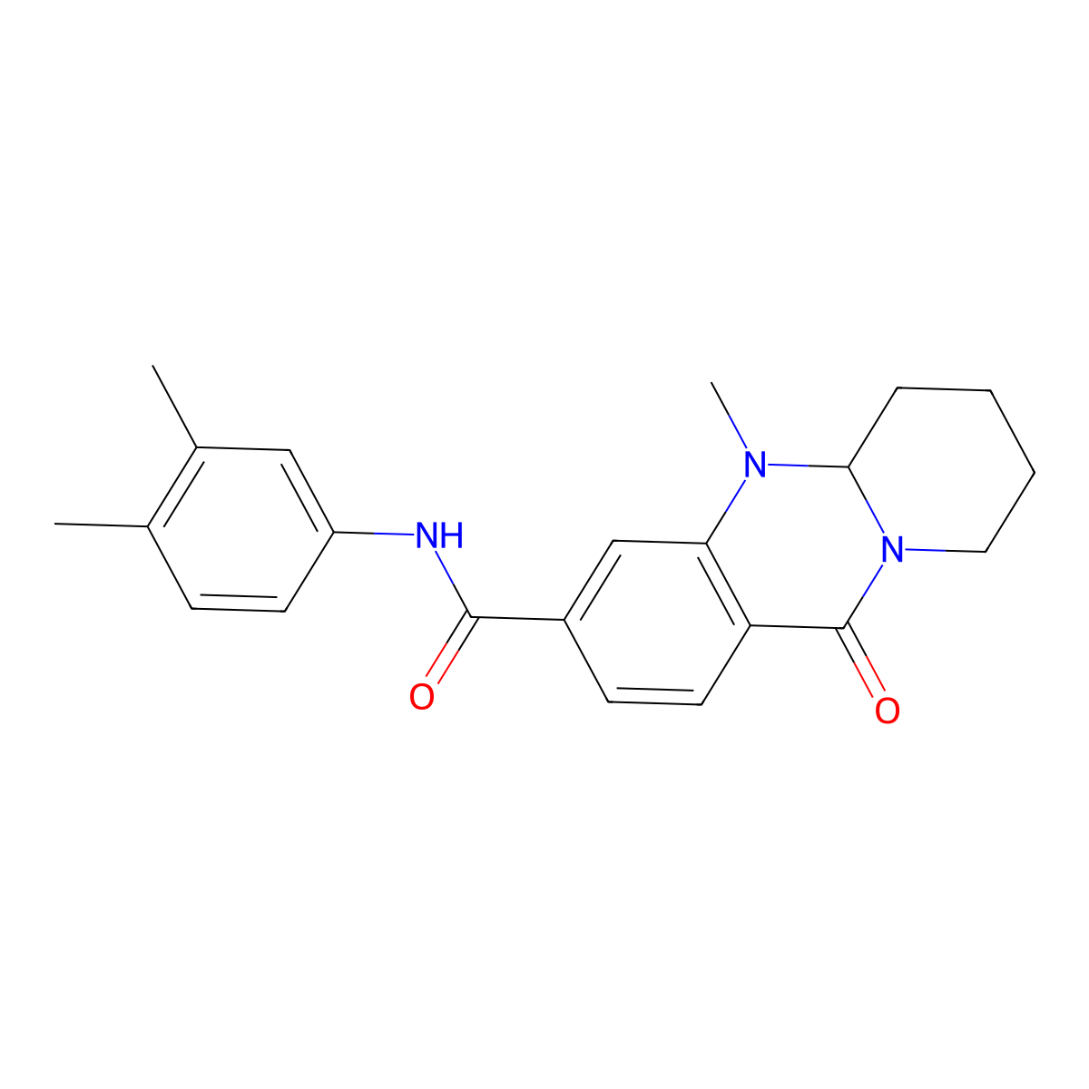 N-(3,4-dimethylphenyl)-5-methyl-11-oxo-5,6,7,8,9,11-hexahydro-5aH-pyrido[2,1-b]quinazoline-3-carboxamide molecular structure, CAS 1574560-83-0