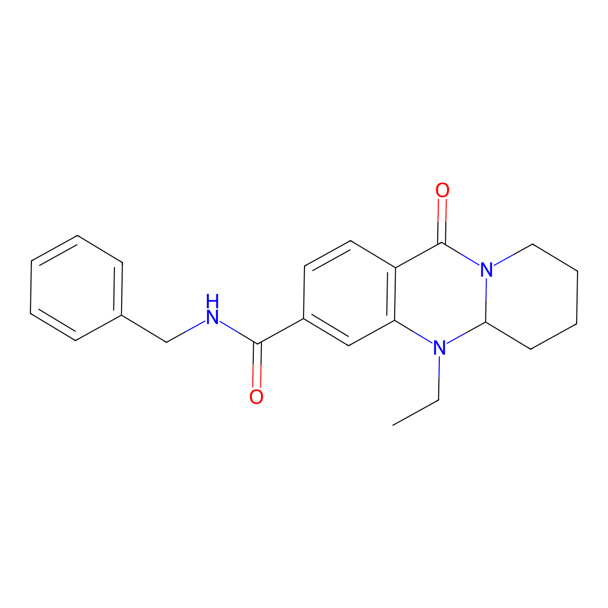 N-benzyl-5-ethyl-11-oxo-5,6,7,8,9,11-hexahydro-5aH-pyrido[2,1-b]quinazoline-3-carboxamide molecular structure, CAS 1574560-86-3