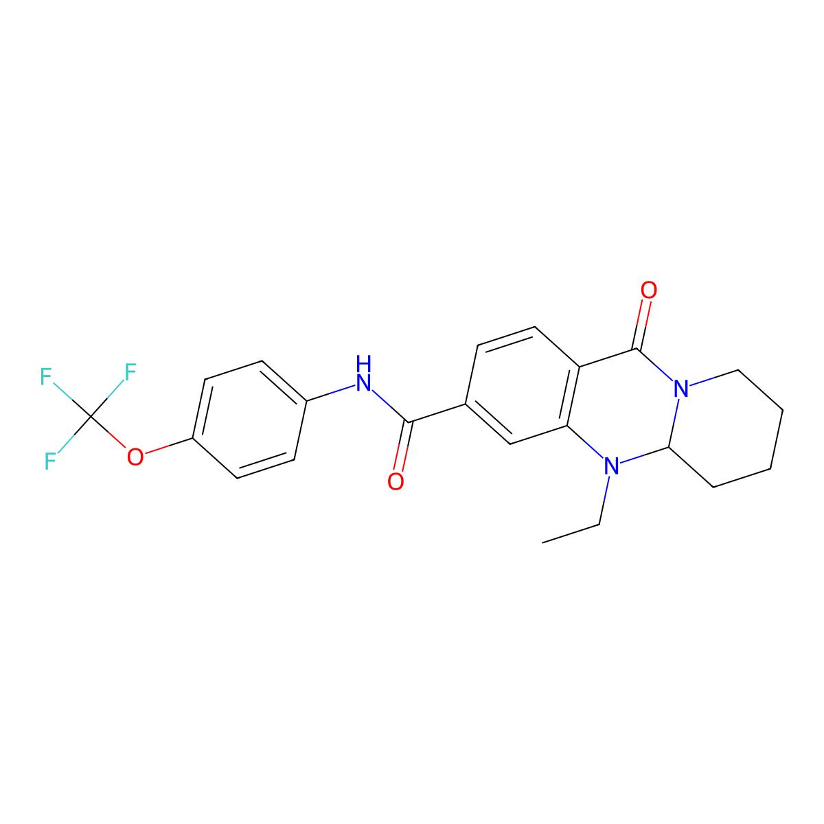 5-ethyl-11-oxo-N-[4-(trifluoromethoxy)phenyl]-5,6,7,8,9,11-hexahydro-5aH-pyrido[2,1-b]quinazoline-3-carboxamide molecular structure, CAS 1574560-89-6