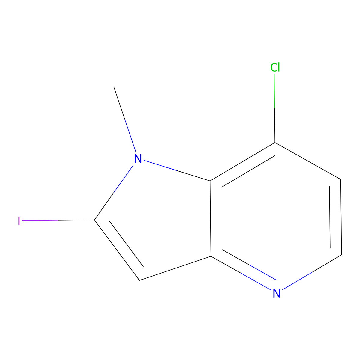 7-Chloro-2-iodo-1-methyl-1H-pyrrolo[3,2-b]pyridine molecular structure, CAS 1574562-79-0